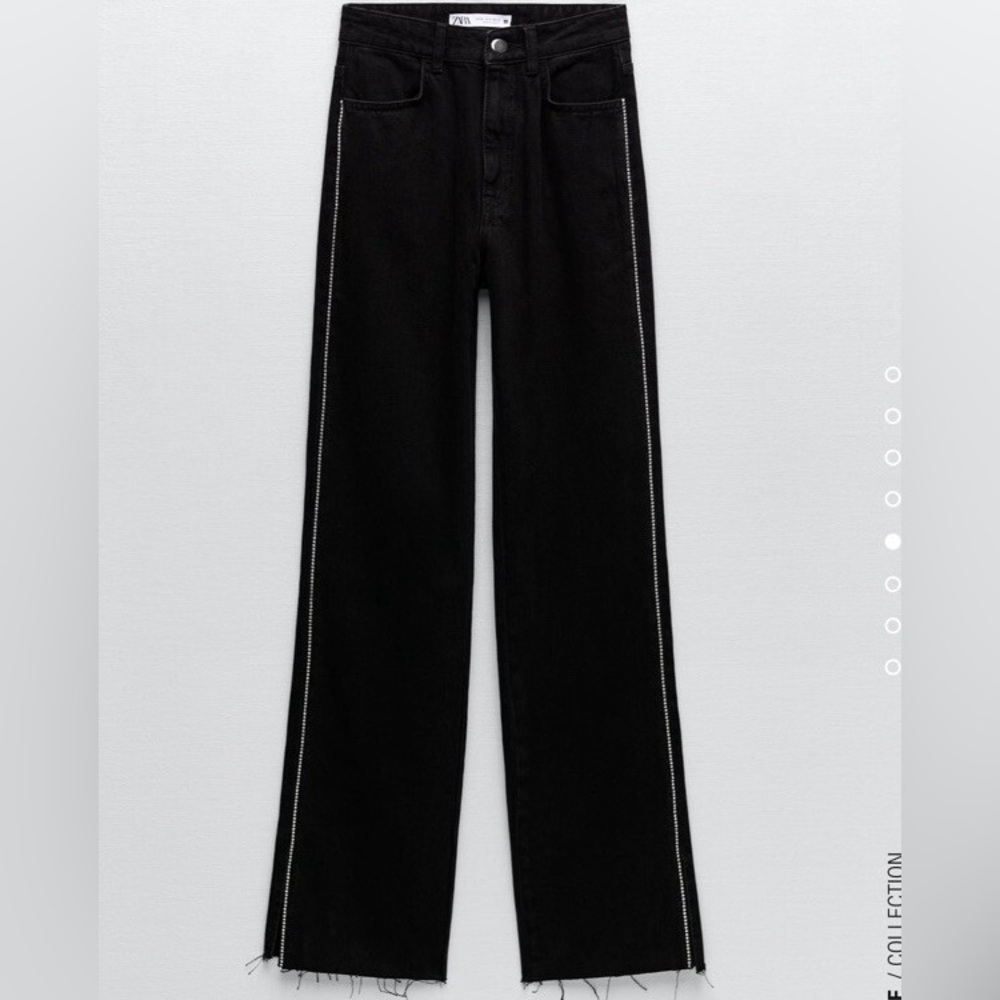 Zara Straight Rhinestone Trim Jeans NWT